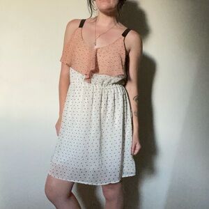 Heart print ruffle collar dress